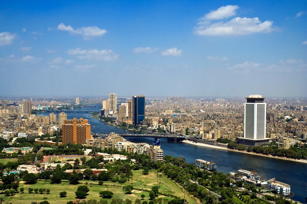 The Nile River running through Cairo